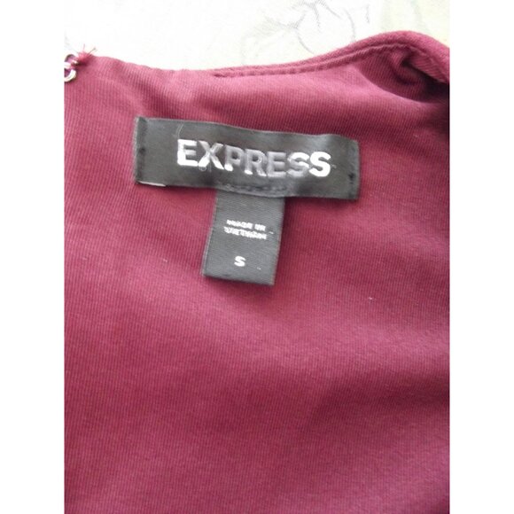 Express Sheath Dress Womens Small Wine Strong Shoulder Side Cutout Mini 4-6 - Picture 5 of 13